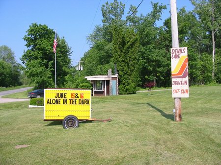 Devils Lake Drive-In Theatre - Sign And Ticket Booth - Photo From Water Winter Wonderland